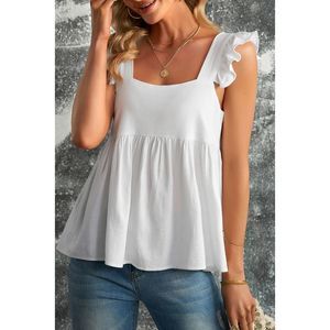 Azura Exchange  White Flutter Shoulder Babydoll Top